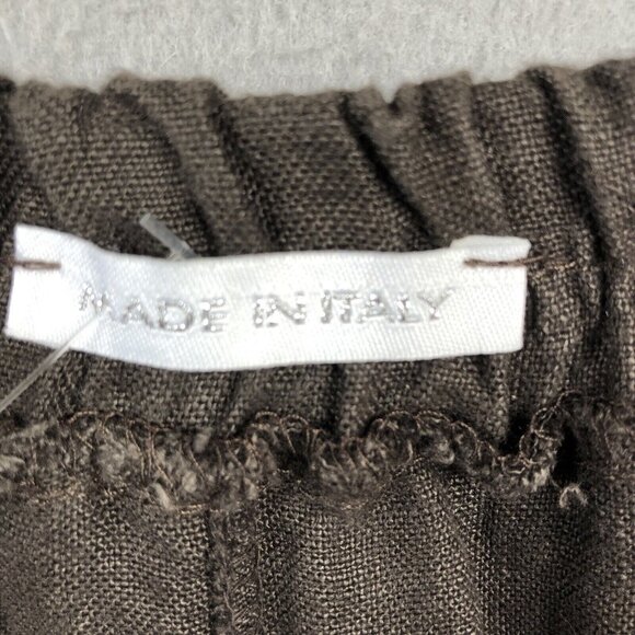 Made In Italy Pants Womens 12 Brown 100% Linen Crop Wide Leg Lagenlook Boho - Picture 9 of 16